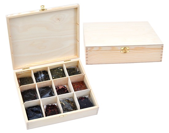 Zestawy prezentowe Zestaw 12 herbat w drewnianym pudełku